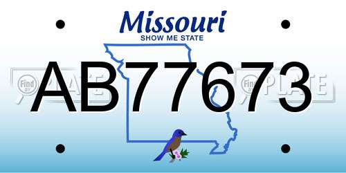 AB77673 Missouri License Plate