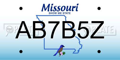 AB7B5Z Missouri License Plate