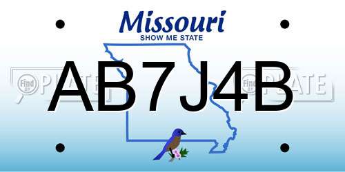 AB7J4B Missouri License Plate