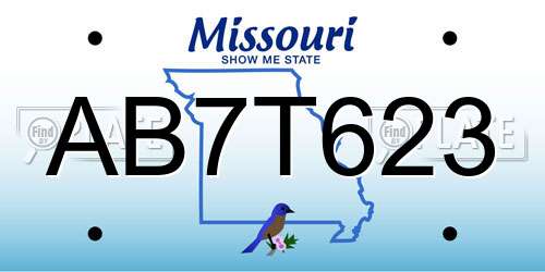 AB7T623 Missouri License Plate