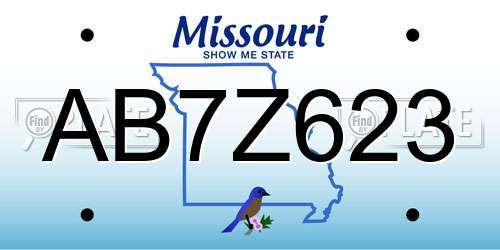 AB7Z623 Missouri License Plate