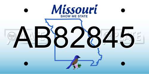 AB82845 Missouri License Plate