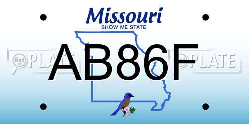AB86F Missouri License Plate