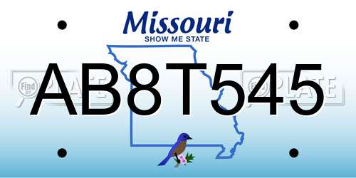 AB8T545 Missouri License Plate