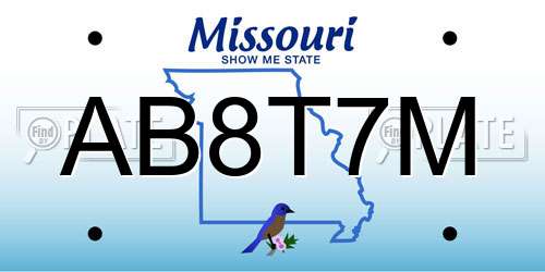 AB8T7M Missouri License Plate