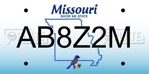 AB8Z2M Missouri License Plate