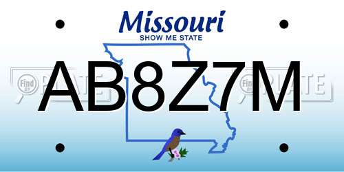 AB8Z7M Missouri License Plate