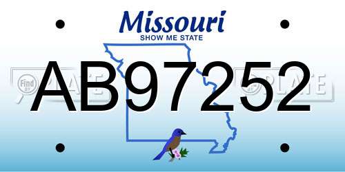 AB97252 Missouri License Plate