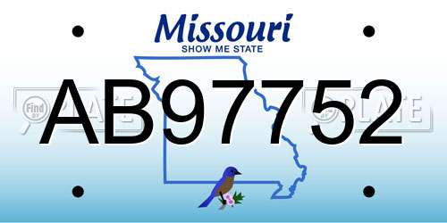 AB97752 Missouri License Plate