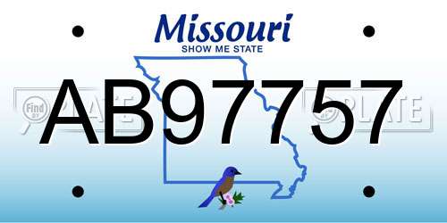 AB97757 Missouri License Plate