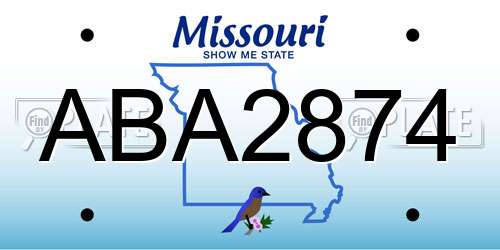 ABA2874 Missouri License Plate
