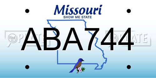 ABA744 Missouri License Plate
