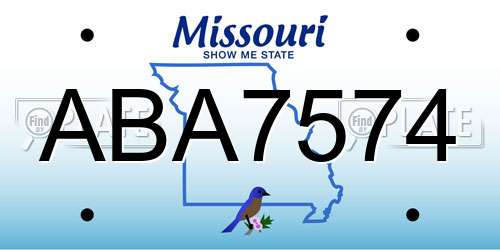 ABA7574 Missouri License Plate