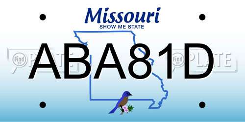 ABA81D Missouri License Plate