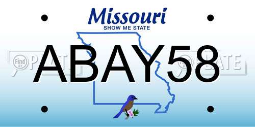 ABAY58 Missouri License Plate