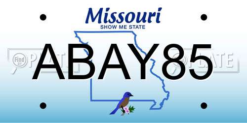 ABAY85 Missouri License Plate