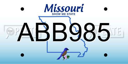 ABB985 Missouri License Plate