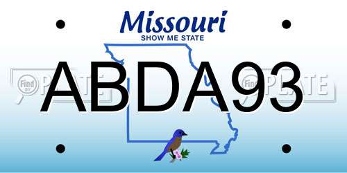 ABDA93 Missouri License Plate