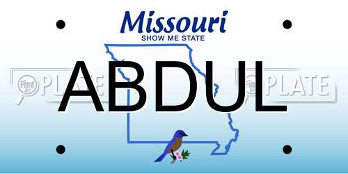 ABDUL Missouri License Plate