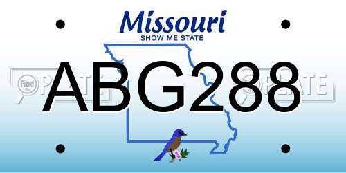 ABG288 Missouri License Plate
