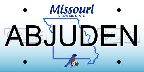 ABJUDEN Missouri License Plate