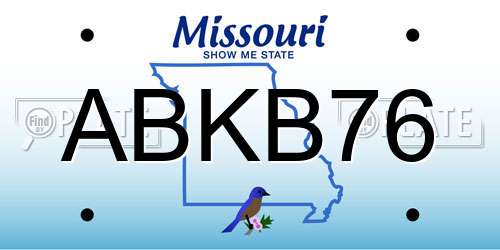 ABKB76 Missouri License Plate
