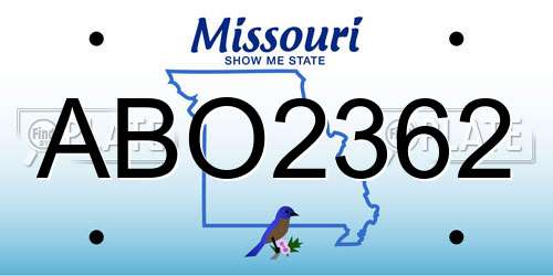 ABO2362 Missouri License Plate