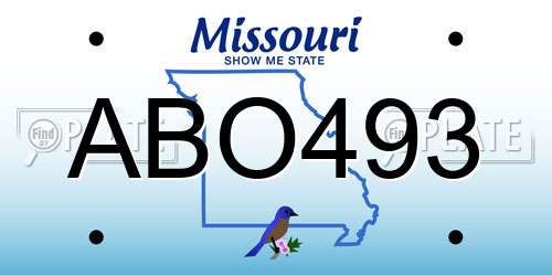 ABO493 Missouri License Plate