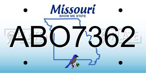ABO7362 Missouri License Plate