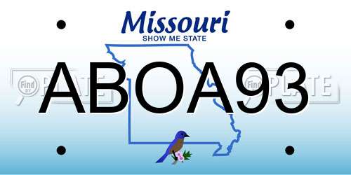 ABOA93 Missouri License Plate