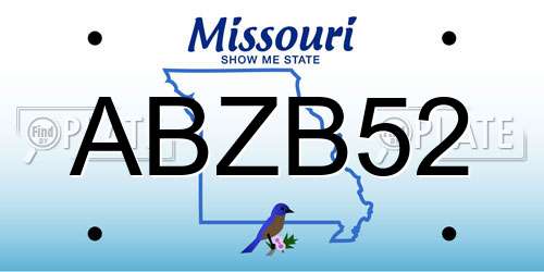 ABZB52 Missouri License Plate