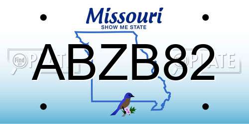 ABZB82 Missouri License Plate