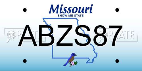 ABZS87 Missouri License Plate