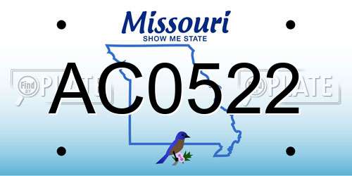 AC0522 Missouri License Plate