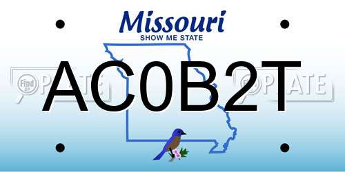 AC0B2T Missouri License Plate