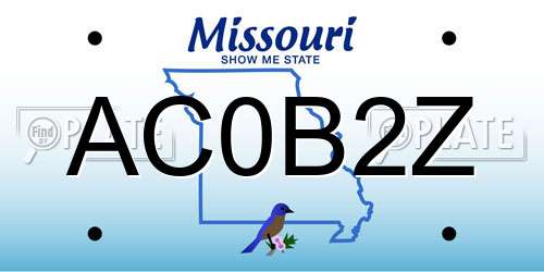 AC0B2Z Missouri License Plate