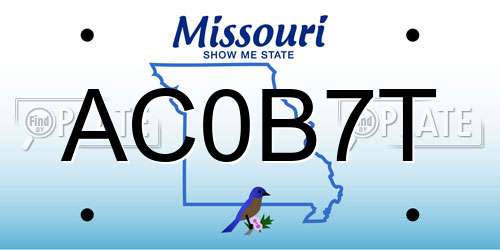 AC0B7T Missouri License Plate