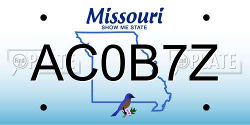 AC0B7Z Missouri License Plate