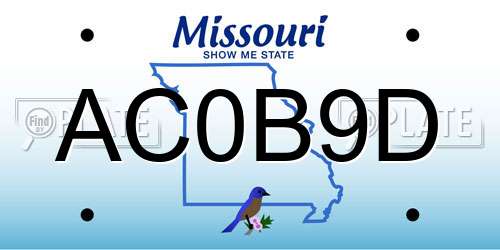 AC0B9D Missouri License Plate
