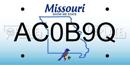 AC0B9Q Missouri License Plate