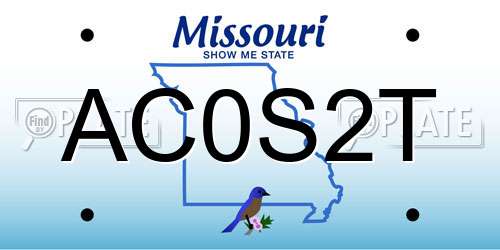 AC0S2T Missouri License Plate