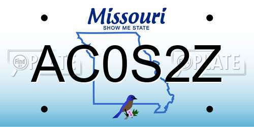 AC0S2Z Missouri License Plate