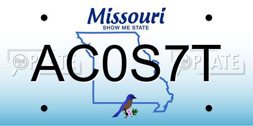 AC0S7T Missouri License Plate