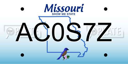 AC0S7Z Missouri License Plate