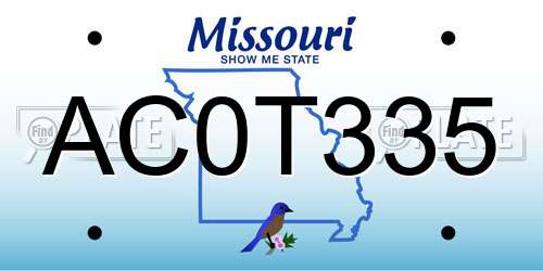 AC0T335 Missouri License Plate