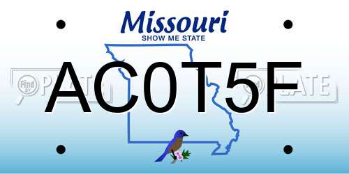 AC0T5F Missouri License Plate
