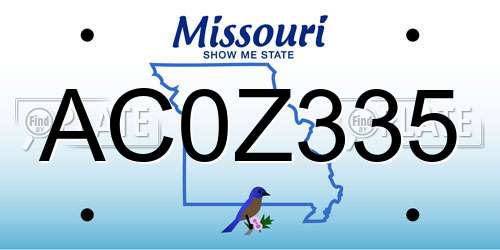 AC0Z335 Missouri License Plate
