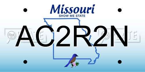 AC2R2N Missouri License Plate