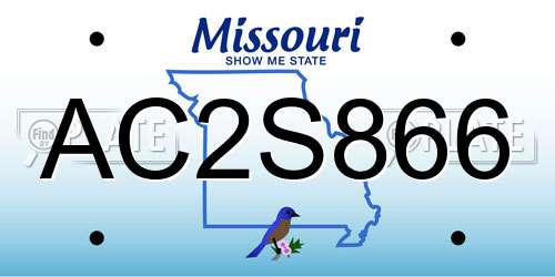 AC2S866 Missouri License Plate