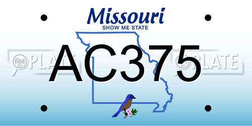 AC375 Missouri License Plate